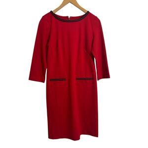 NWT Talbots Women 4 Refined Ponte Sheath Dress Jewel Neckline Chic Career Red